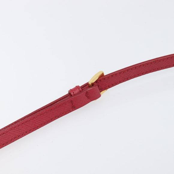 PRADA Chain Wallet Shoulder Bag Safiano leather Red Gold Auth 204149V