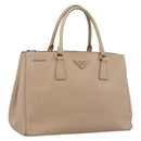 PRADA Galleria Hand Bag Saffiano 2way Beige Gold Auth 204152A-1