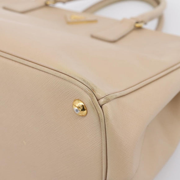 PRADA Galleria Hand Bag Saffiano 2way Beige Gold Auth 204152A