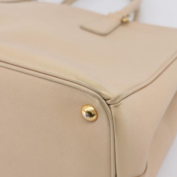 PRADA Galleria Hand Bag Saffiano 2way Beige Gold Auth 204152A