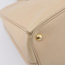 PRADA Galleria Hand Bag Saffiano 2way Beige Gold Auth 204152A-18