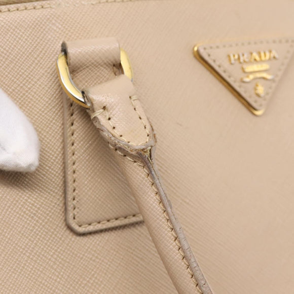 PRADA Galleria Hand Bag Saffiano 2way Beige Gold Auth 204152A