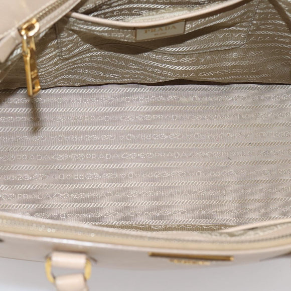PRADA Galleria Hand Bag Saffiano 2way Beige Gold Auth 204152A