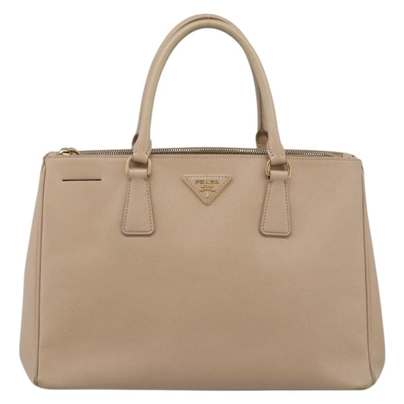 PRADA Galleria Hand Bag Saffiano 2way Beige Gold Auth 204152A
