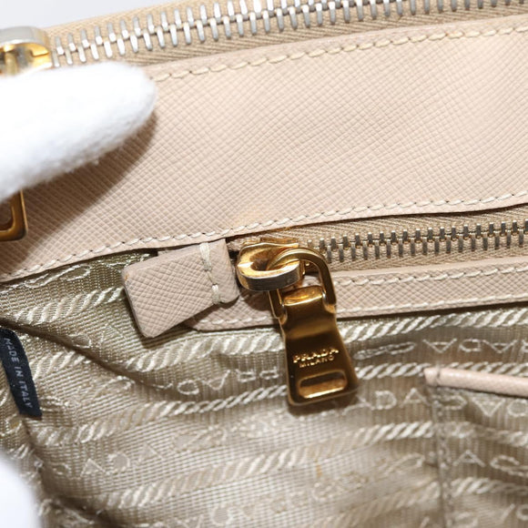PRADA Galleria Hand Bag Saffiano 2way Beige Gold Auth 204152A