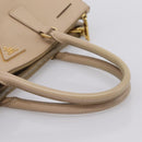 PRADA Galleria Hand Bag Saffiano 2way Beige Gold Auth 204152A-7