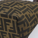 FENDI Zucca Canvas Hand Bag Black Brown Auth 204154-9