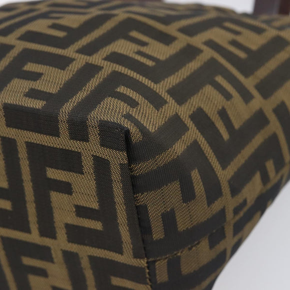 FENDI Zucca Canvas Hand Bag Black Brown Auth 204154