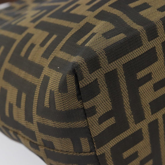 FENDI Zucca Canvas Hand Bag Black Brown Auth 204154