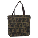 FENDI Zucca Canvas Hand Bag Black Brown Auth 204154-13