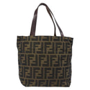 FENDI Zucca Canvas Hand Bag Black Brown Auth 204154-2