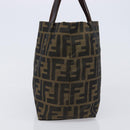 FENDI Zucca Canvas Hand Bag Black Brown Auth 204154-3