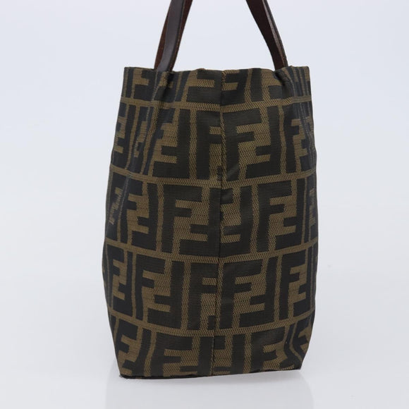 FENDI Zucca Canvas Hand Bag Black Brown Auth 204154