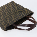 FENDI Zucca Canvas Hand Bag Black Brown Auth 204154-6