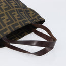 FENDI Zucca Canvas Hand Bag Black Brown Auth 204154-7