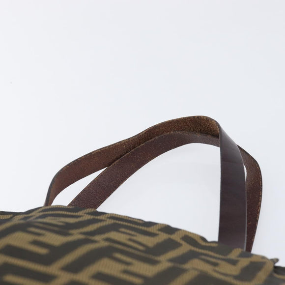 FENDI Zucca Canvas Hand Bag Black Brown Auth 204154