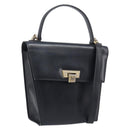 Christian Dior Hand Bag Leather 2way Black Gold Auth 204155-1