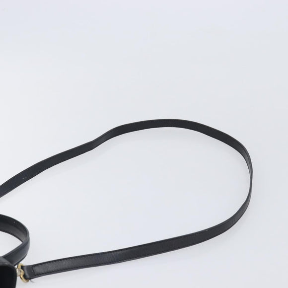 Christian Dior Hand Bag Leather 2way Black Gold Auth 204155