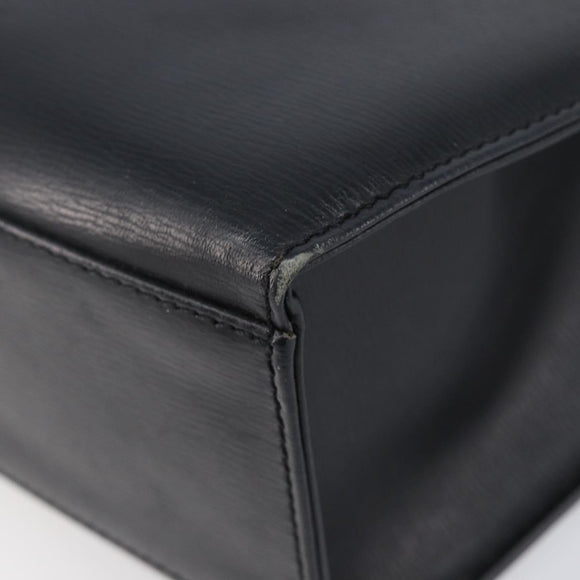 Christian Dior Hand Bag Leather 2way Black Gold Auth 204155