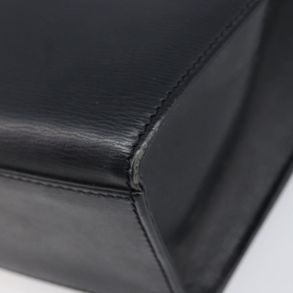 Christian Dior Hand Bag Leather 2way Black Gold Auth 204155