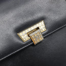 Christian Dior Hand Bag Leather 2way Black Gold Auth 204155-18