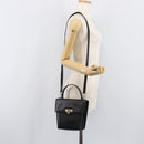 Christian Dior Hand Bag Leather 2way Black Gold Auth 204155-26