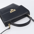 Christian Dior Hand Bag Leather 2way Black Gold Auth 204155-6