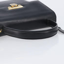 Christian Dior Hand Bag Leather 2way Black Gold Auth 204155-7