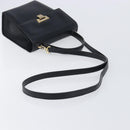 Christian Dior Hand Bag Leather 2way Black Gold Auth 204155-9