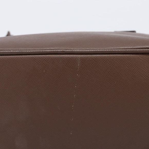PRADA Galleria Hand Bag Saffiano leather Brown Gold Auth 204156A