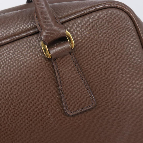 PRADA Galleria Hand Bag Saffiano leather Brown Gold Auth 204156A