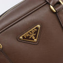 PRADA Galleria Hand Bag Saffiano leather Brown Gold Auth 204156A-17