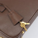 PRADA Galleria Hand Bag Saffiano leather Brown Gold Auth 204156A-18