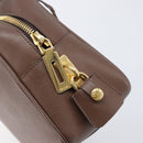 PRADA Galleria Hand Bag Saffiano leather Brown Gold Auth 204156A-19
