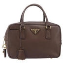 PRADA Galleria Hand Bag Saffiano leather Brown Gold Auth 204156A-2