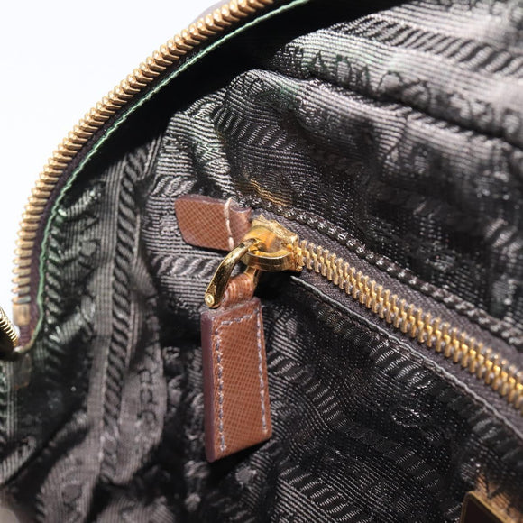 PRADA Galleria Hand Bag Saffiano leather Brown Gold Auth 204156A
