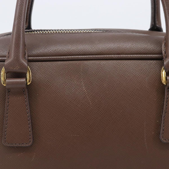 PRADA Galleria Hand Bag Saffiano leather Brown Gold Auth 204156A