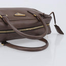 PRADA Galleria Hand Bag Saffiano leather Brown Gold Auth 204156A-8