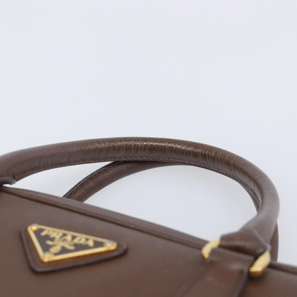 PRADA Galleria Hand Bag Saffiano leather Brown Gold Auth 204156A
