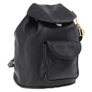 Christian Dior Backpack Leather Black Gold Auth 204161A-1