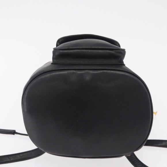 Christian Dior Backpack Leather Black Gold Auth 204161A