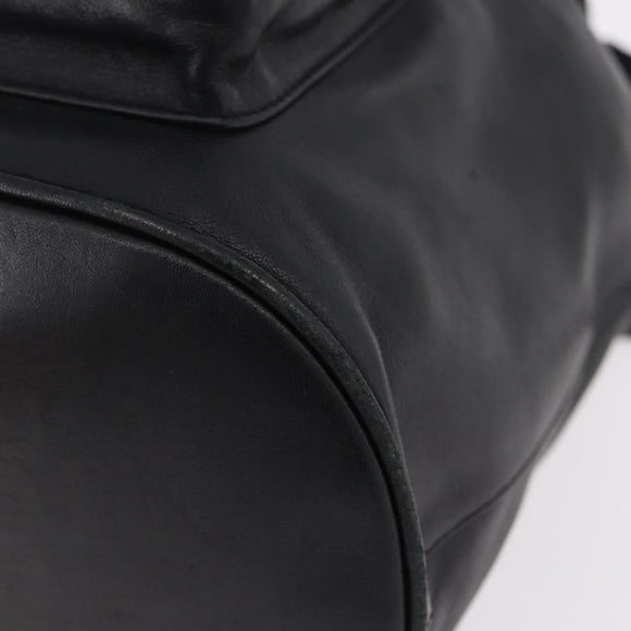 Christian Dior Backpack Leather Black Gold Auth 204161A