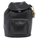 Christian Dior Backpack Leather Black Gold Auth 204161A-13