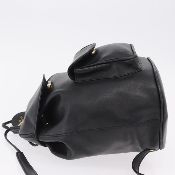 Christian Dior Backpack Leather Black Gold Auth 204161A