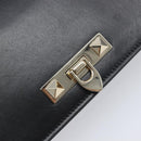 VALENTINO Chain Shoulder Bag Leather Black Gold Auth 204165V-18