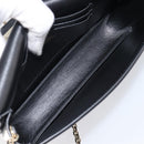 VALENTINO Chain Shoulder Bag Leather Black Gold Auth 204165V-12