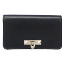 VALENTINO Chain Shoulder Bag Leather Black Gold Auth 204165V-13
