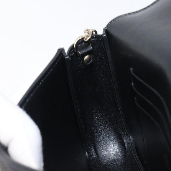VALENTINO Chain Shoulder Bag Leather Black Gold Auth 204165V