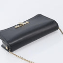 VALENTINO Chain Shoulder Bag Leather Black Gold Auth 204165V-6