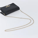 VALENTINO Chain Shoulder Bag Leather Black Gold Auth 204165V-7